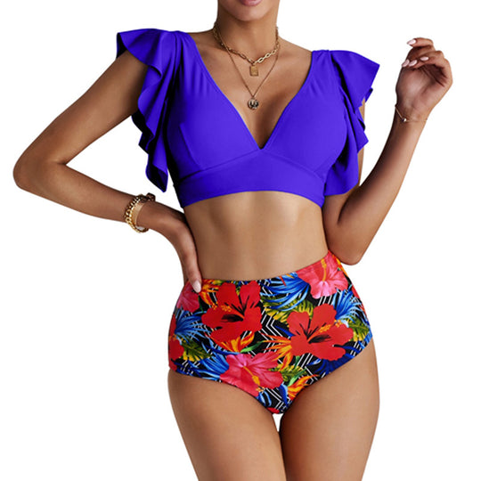 Ruffle Hem Two-Piece Swimsuit with Removable Cup