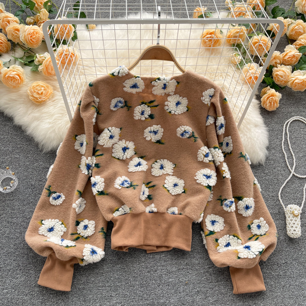 Floral Slim-Fit Chenille Cardigan