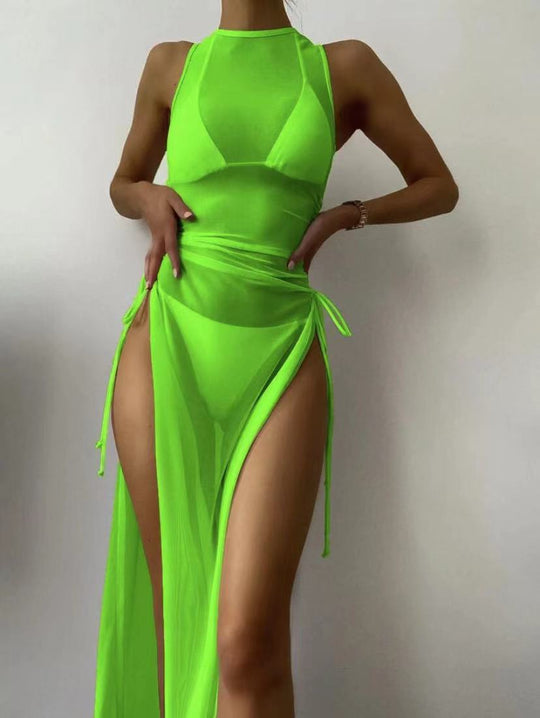 Solid Color 3-Piece Bikini Set