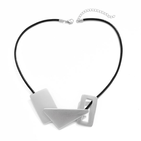 Exaggerated Geometric Splicing INS-Style Metal Wire Necklace