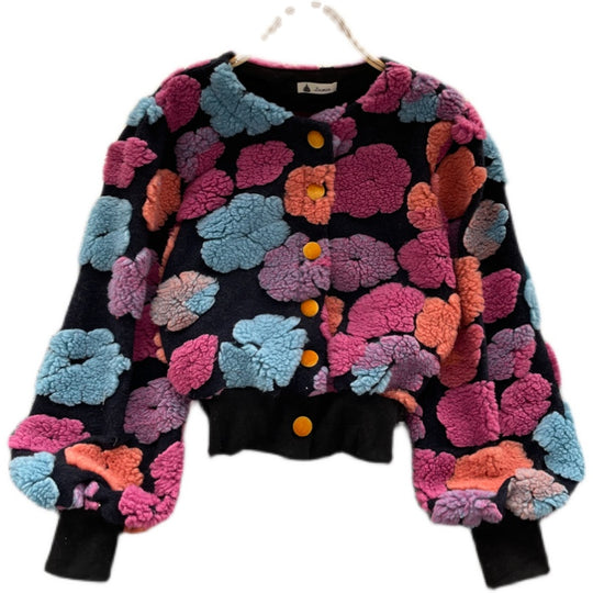 Floral Slim-Fit Chenille Cardigan