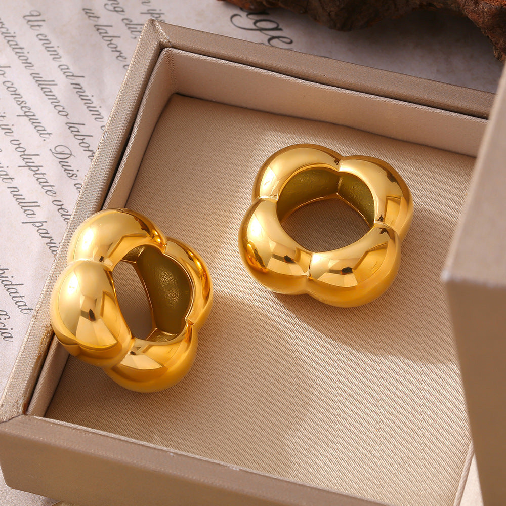 Hollow Blossom Geometric Ring