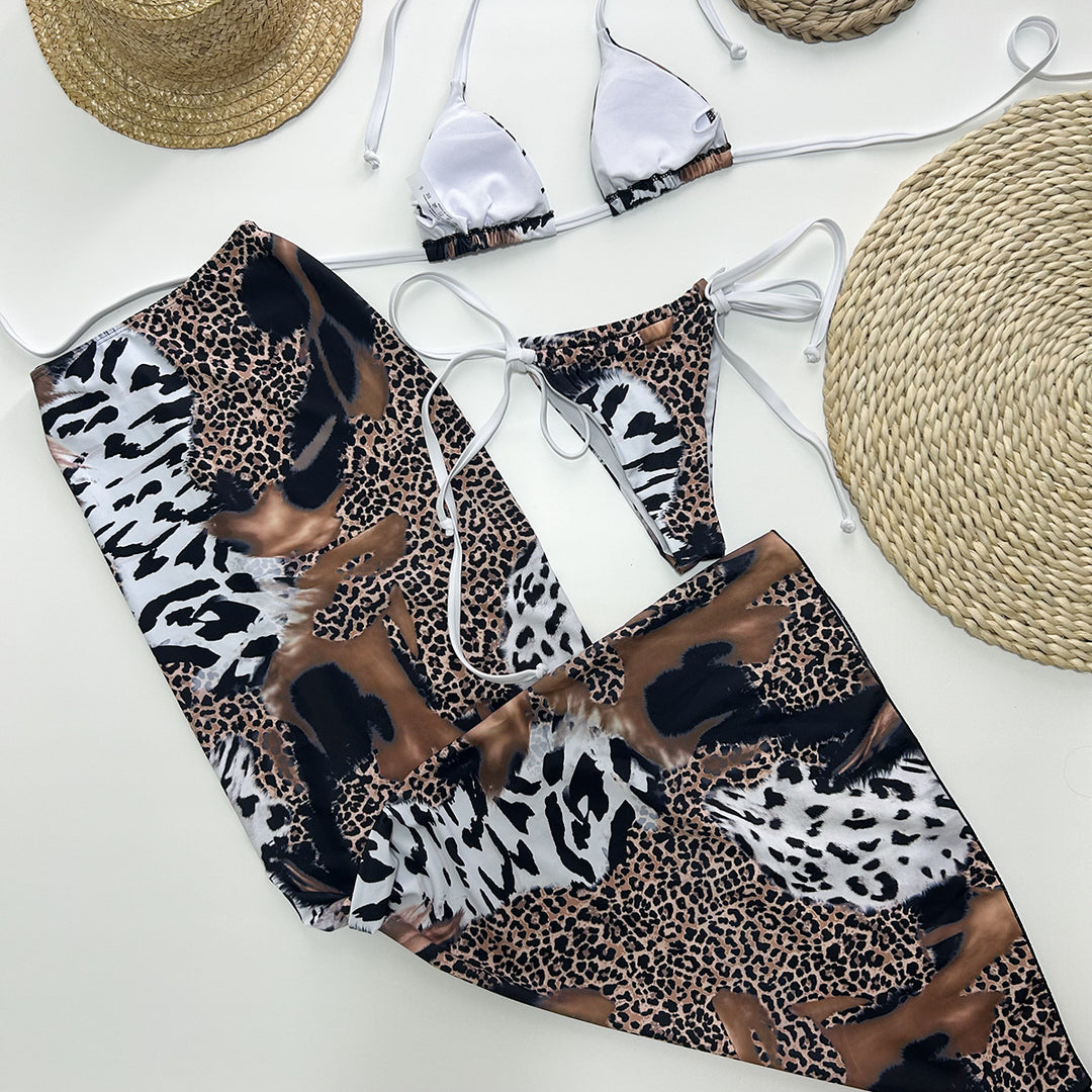 Three-Piece Bikini Set Leopard