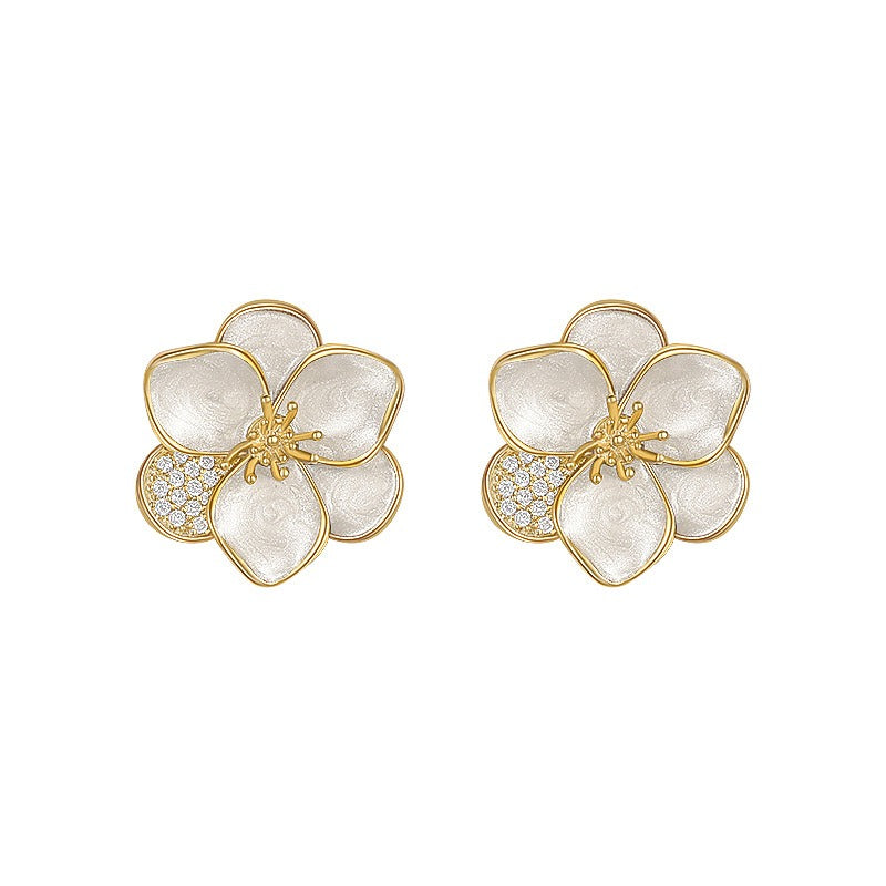 white flower fairy earrings