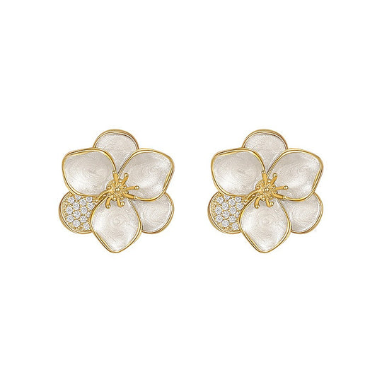 white flower fairy earrings