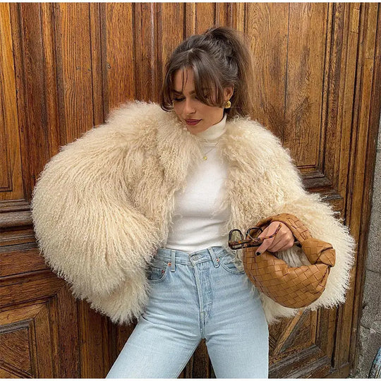 Women's Faux Fur Round Neck Warm Jacket