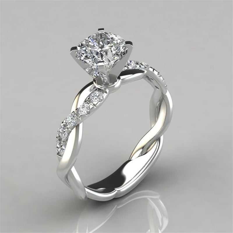 18K Rose Gold Two-Tone Princess Diamond Twist Ring