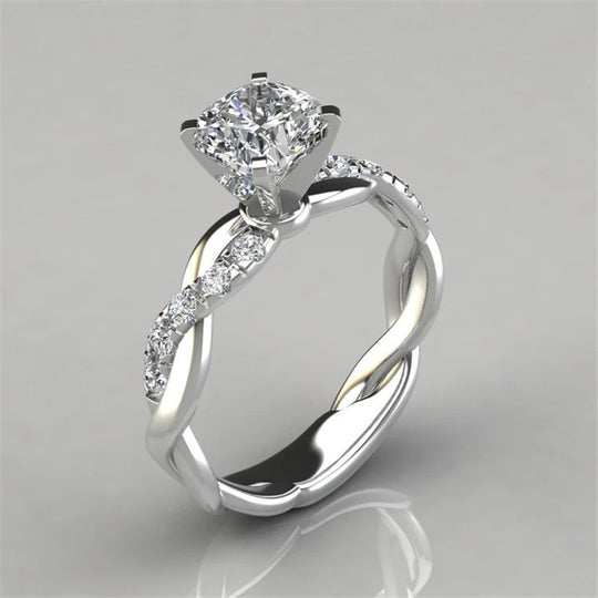 18K Rose Gold Two-Tone Princess Diamond Twist Ring
