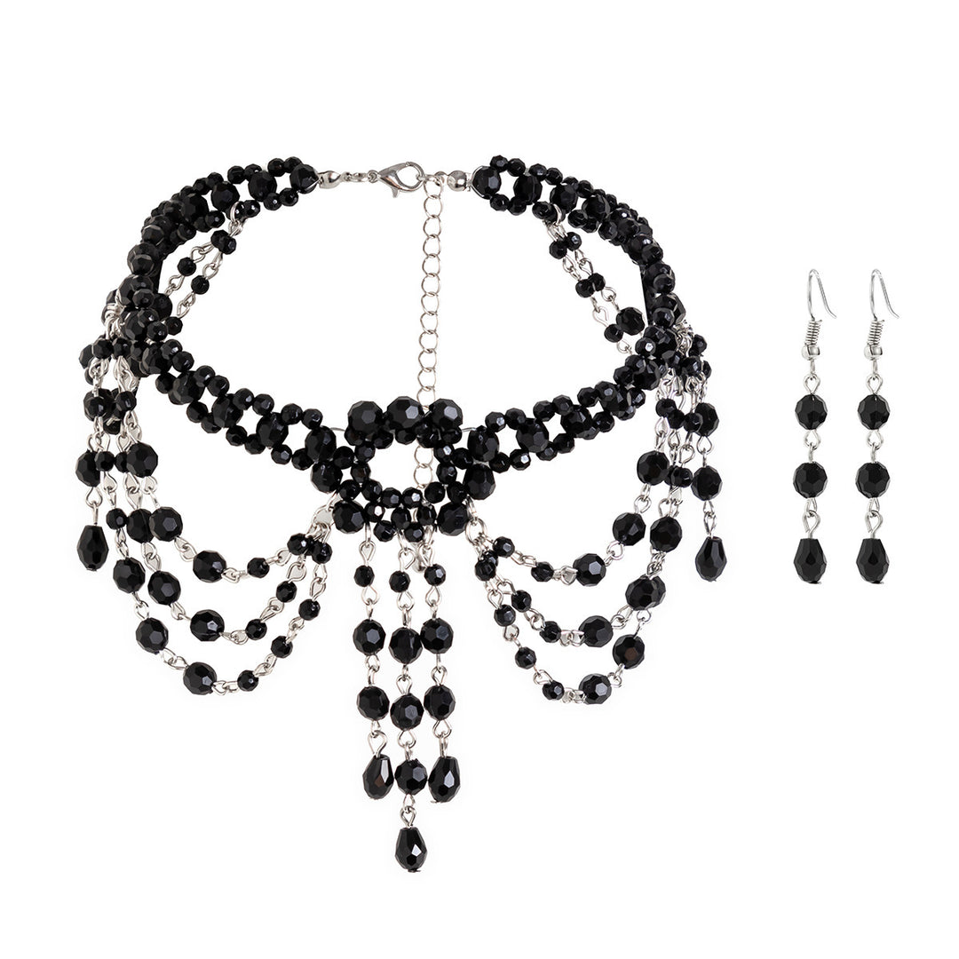 Gothic Beaded Crystal Choker Set