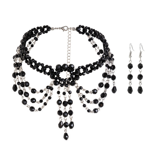 Gothic Beaded Crystal Choker Set