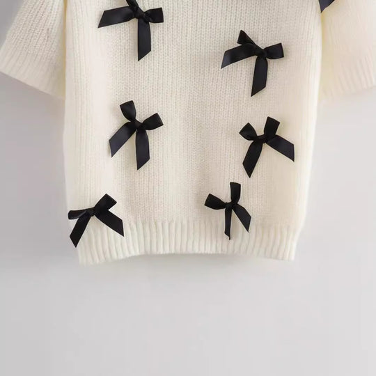 Bow Detail Round Neck Pullover