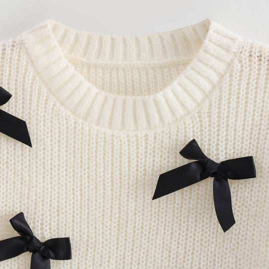 Bow Detail Round Neck Pullover
