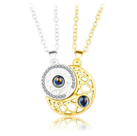 Ins Niche Sun & Moon Couple Pendant – Magnetic Clavicle Chain for Lovers