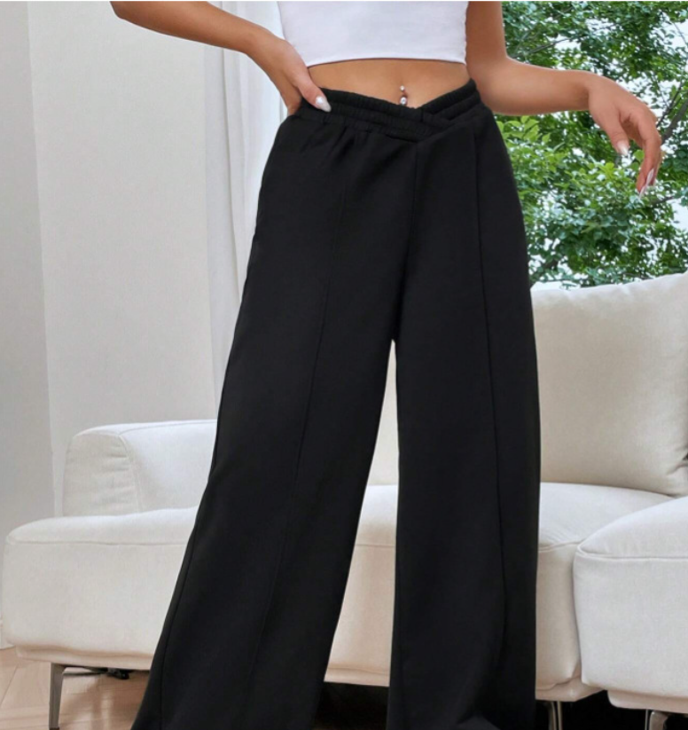 Loose Fit Solid Color Wide-Leg Lounge Pants