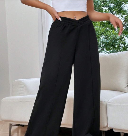 Loose Fit Solid Color Wide-Leg Lounge Pants