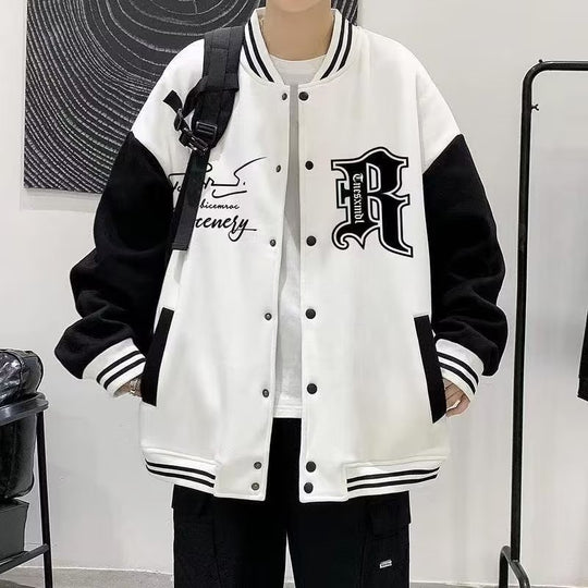 Men's Trendy Color-Block Baseball Jacket – Hooded Casual Coat