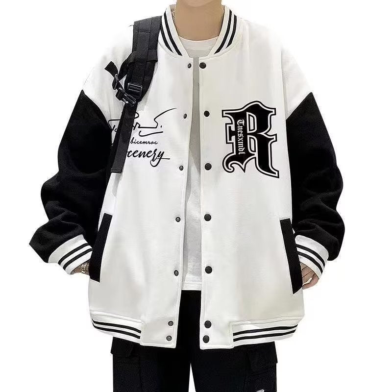 Men's Trendy Color-Block Baseball Jacket – Hooded Casual Coat