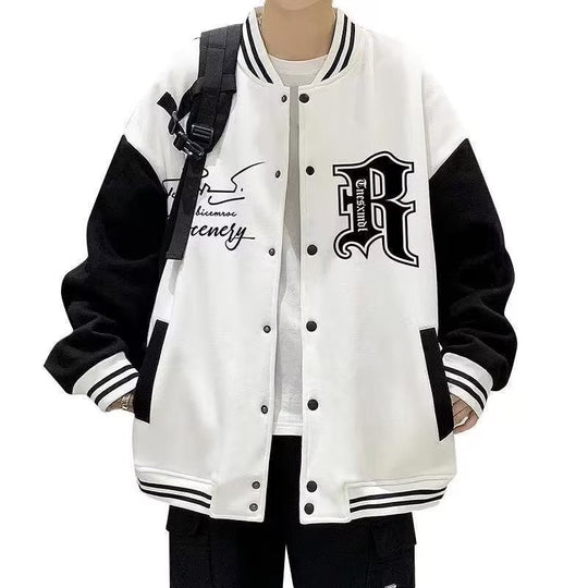 Men's Trendy Color-Block Baseball Jacket – Hooded Casual Coat