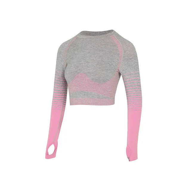 Ombre Seamless Yoga Set – Long Sleeve & High-Waist Leggings
