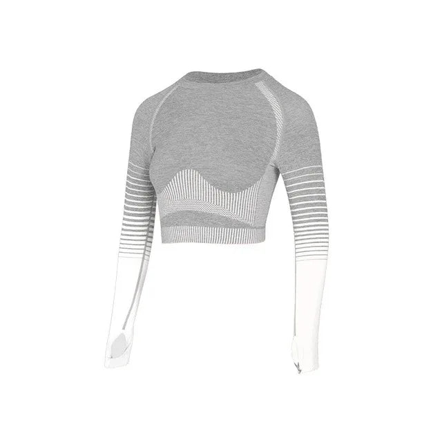 Ombre Seamless Yoga Set – Long Sleeve & High-Waist Leggings