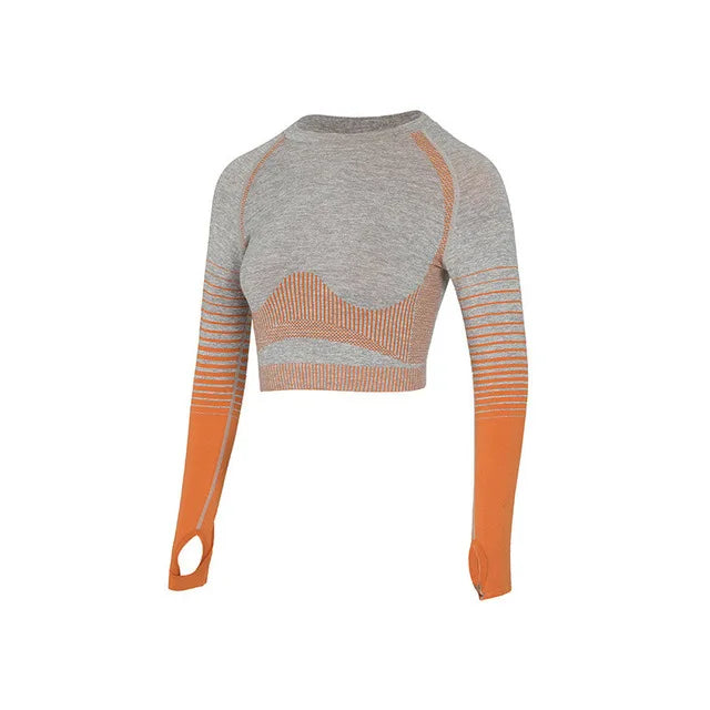 Ombre Seamless Yoga Set – Long Sleeve & High-Waist Leggings