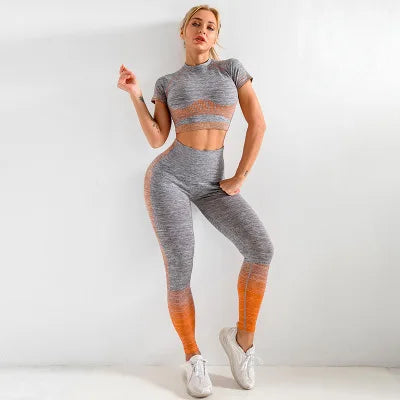 Ombre Seamless Yoga Set – Long Sleeve & High-Waist Leggings
